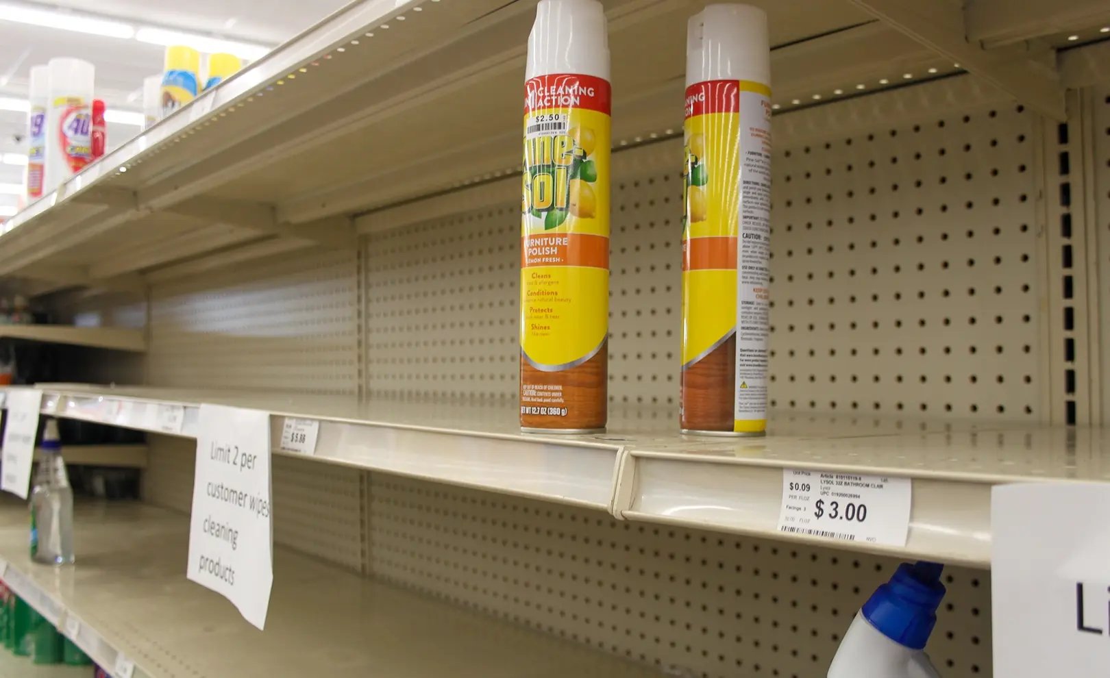 Retail Shelves empty, missing merchandise